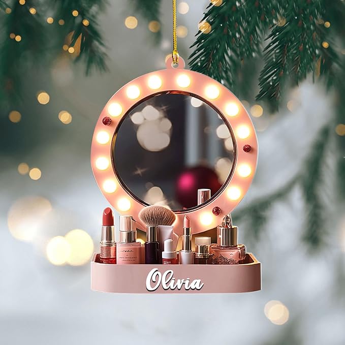 Personalized Makeup Tools Christmas Ornament 2024, Makeup Box Christmas Ornament Gift for Makeup Artist, Christmas Tree Decor for Makeup Shop, Gift for New Makeup Coworkers (MKH13)