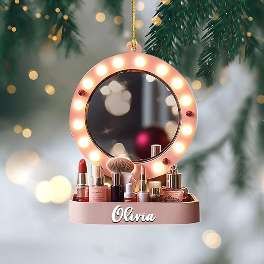 Personalized Makeup Tools Christmas Ornament 2024, Makeup Box Christmas Ornament Gift for Makeup Artist, Christmas Tree Decor for Makeup Shop, Gift for New Makeup Coworkers (MKH13)