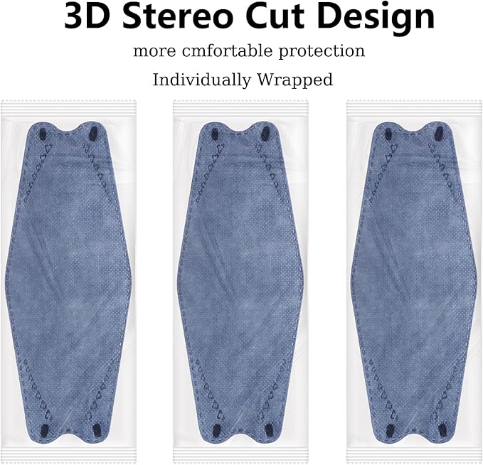 100Pcs KF94 Masks, Individually Wrapped 3D Fish Type Masks for Adult, 4 Layer Protective Face Mask