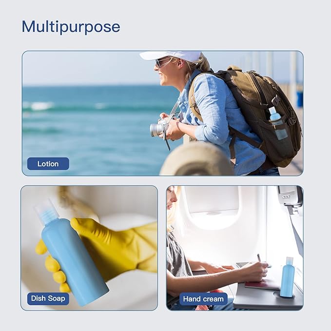 Travel Bottles for Toiletries 3.4 oz - Travel Size Containers for Shampoo Plastic - Small Empty Lotion Squeeze Bottle for Liquid TSA Approved - Leak Proof Mini Conditioner Refillable 5Color 100ml