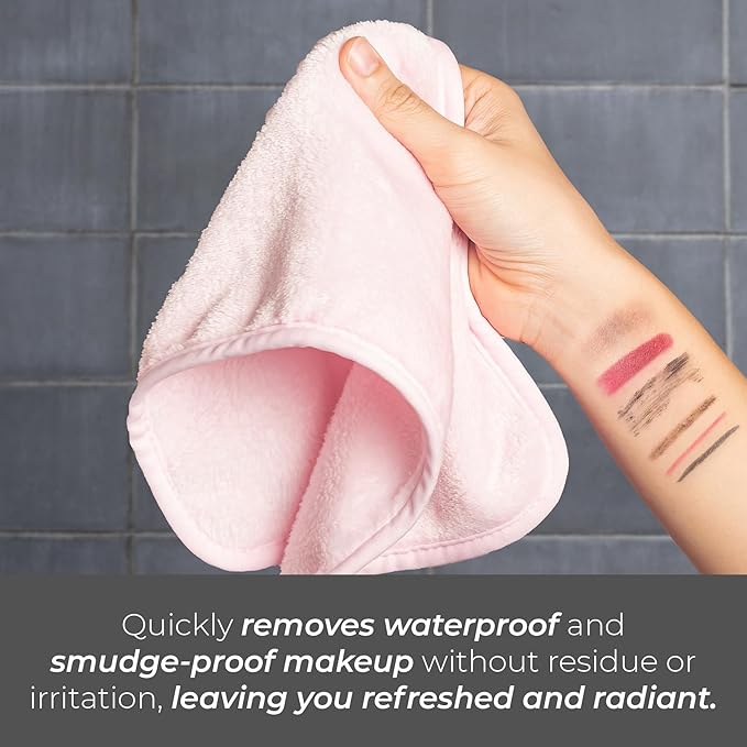 Tree To Tub Reusable Makeup Remover Cloth Set (Pink & Gray) – Ultra Gentle Face Towels for Waterproof Makeup Removal with Just Water – Hypoallergenic, Dual-Sided, Machine Washable & Eco-Friendly