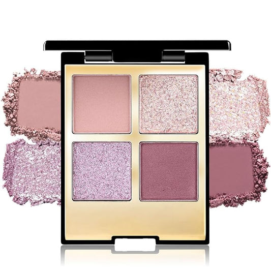 4 Colors Eyeshadow Makeup Palette,Nude Pink Purple Natural Neutral Nude Eye Shadow Palette with Mirror,Long Lasting Naturing-Looking,Waterproof,Travel Size