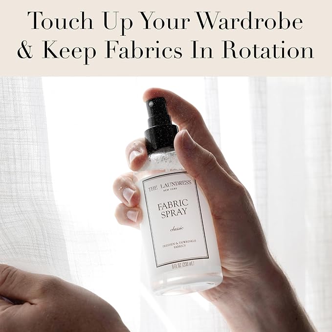 The Laundress Classic Fabric Spray, Wrinkle Release Spray, Upholstery and Linen Spray, Fabric Refresher, Clean Laundry Scent, 8 Fl Oz