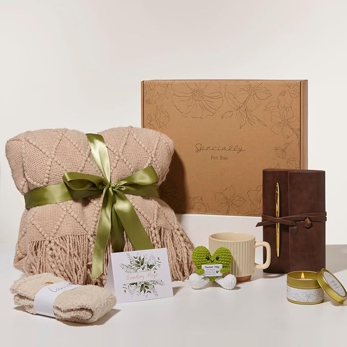 Self Care Gifts for Women, Get Well Gifts Sympathy Baskets Care Package, Birthday Gift for Women, After Surgery Feel Better Inspirational Thinking of You Gift Set for Mom Her Sister Best Friend Wife