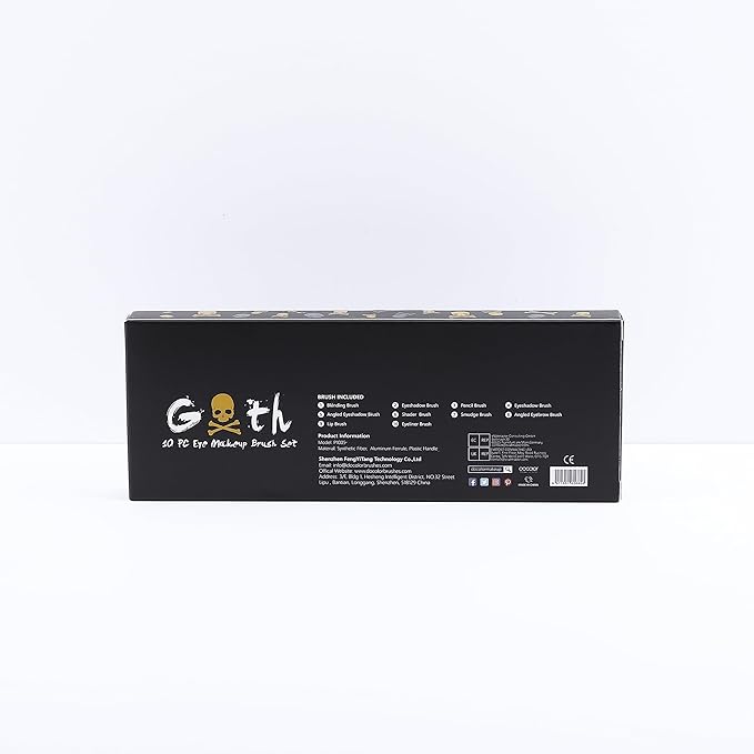 Docolor Eye Makeup Brushes 10Pcs Skull Printed Eyeshadow Makeup Brush Set Blending Concealer Eyebrow Eye Liners Premium Synthetic Eyeshadow Crease Brow Brush