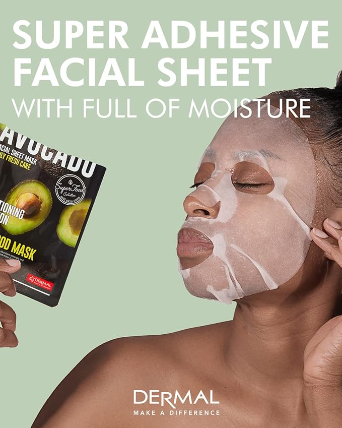 DERMAL Super Food Face Masks Skincare- 12 Pack Facial Sheet Mask for a Glowing Refreshing Skin- Moisturizing Sheet Masks for Face Enriched with Natural Ingredients for All Skin Types