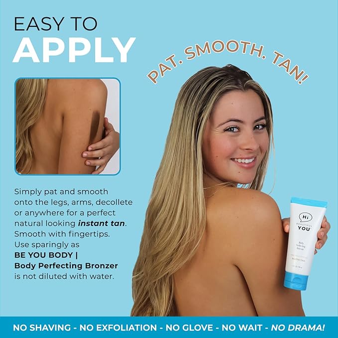 BE YOU BODY | Body Leg Perfecting Bronzer | Instant Healthy Waterproof Wash Off Radiant, Sun Free Natural Looking Transfer & Sweat Resistant Glowing Tan | No Orange Skin, No Stink, No Streak.