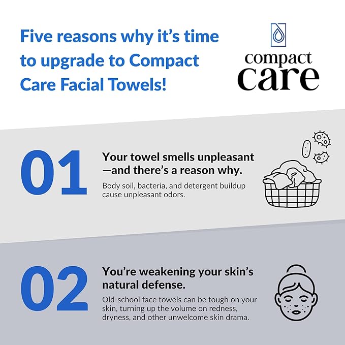 Disposable Facial Towels XL (50 Count) – Biodegradable, Ultra-Soft, Lint-Free Face Towels for Sensitive Skin, Makeup Removal & Skincare