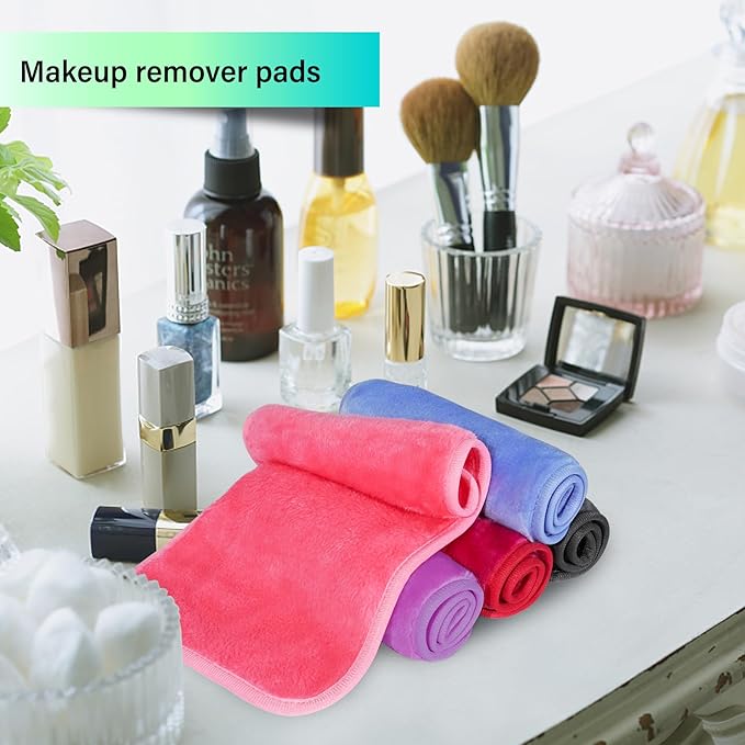 Nugilla Makeup Remover Cloth, 13x7 Inch Reusable Makeup Remover Towels, Microfiber Fast Drying Facial Washcloth, Soft Face Towels for Washing Face