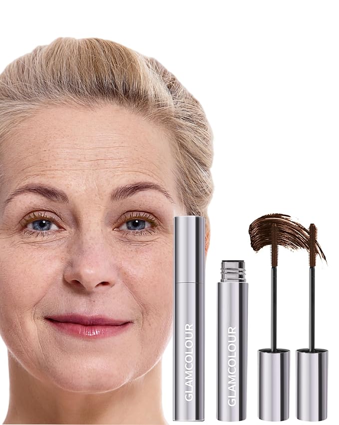 Mascara for Older Women 60 Plus,2PCS Brown Mascara Waterproof Volume and Length for Mature Women, Lengthening - Thin Long Lasting No Clumps Volumizing Mascaras Primer Ideal for Sensitive Eyes 02