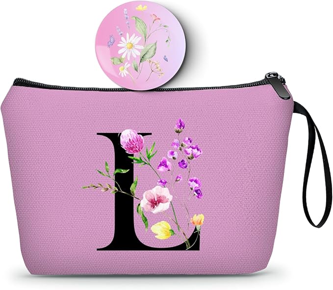 Birthday Friendship Bridesmaid Team Gifts for Employees Women Mom Aunt Daughter Teenage Girl Personalized Make up Cosmetic Bag Travel with Mirror Mothers Day Christmas Graduation L