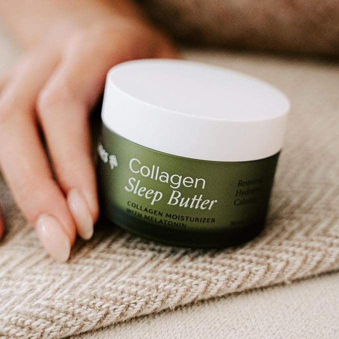 Collagen Sleep Butter Night Cream with Vegan Collagen, Hyaluronic Acid & Melatonin Complex – Hydrating Overnight Moisturizer for Dry or Mature Skin