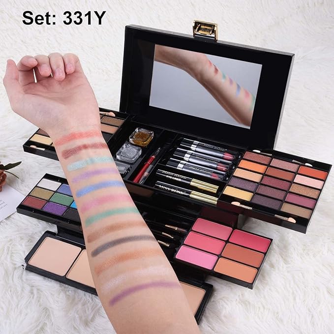 M 58 Color Professional Makeup Kit, makeup pallet,All In One Makeup Set for Women Girls Beginner,Include Eyeshadow Facial Blusher Eyebrow Powder Face Concealer Powder Eyeliner Pencil and a Mirror(331Y)