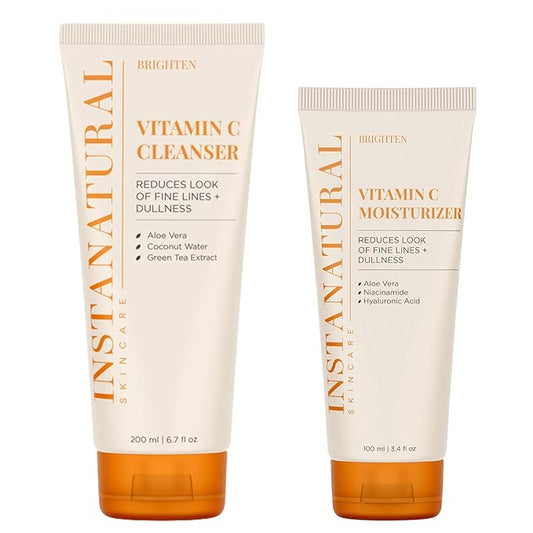 InstaNatural Vitamin C Fan Favorites Cleanser and Moisturizer Kit, Brightens, Reduces the Look of Fine Lines and Uneven Texture, with Aloe Vera and Botanical Extracts