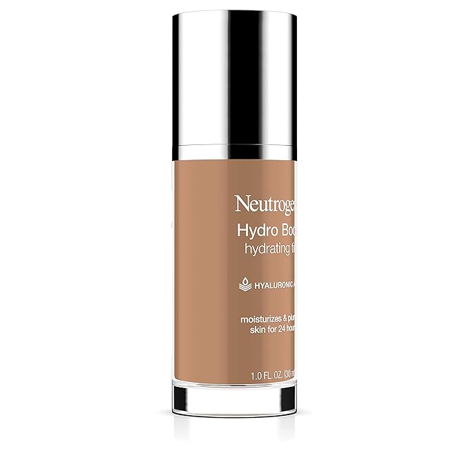 Neutrogena Hydro Boost Hydrating Tint Foundation Makeup for Dry Skin, with Hyaluronic Acid, Lightweight Oil-Free Water Gel, Non-Comedogenic, 115 Cocoa Color 1.0 fl. oz