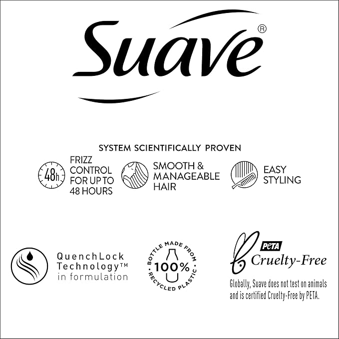 Suave Shampoo and Conditioner Set, Keratin Infusion, Smoothing – Keratin Hair Treatment & Detangler, 48H Frizz Control, Anti-Frizz Hair Products, 12.6 Oz Ea (2 Piece Set)
