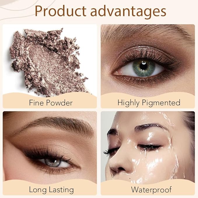 4 Colors Matte Shimmer Eyeshadow Makeup Palette,Champagne Nude Light Dark Brown Natural Neutral Eye Shadow Palette,Long Lasting Waterproof Naturing-Looking Women Girls Eye Shadow