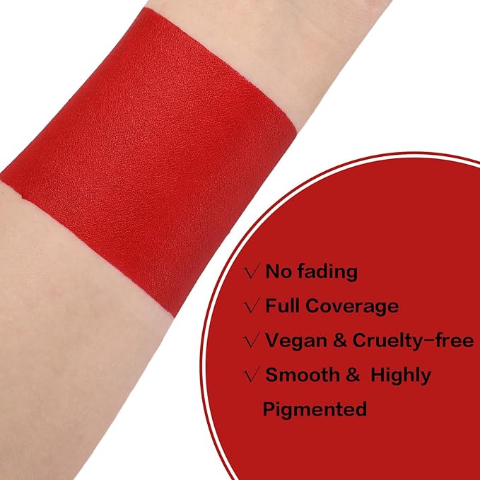 BADCOLOR Red Face Body Paint Eye Black Stick, Cream Blendable Face Painting Sticks for Sports Softball Football Baseball, Facepaint for Halloween Clown Joker Devil Cosplay Costume Parties Events