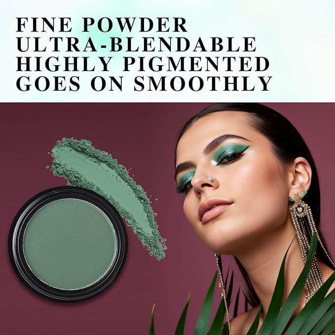 MEICOLY Single Green Eyeshadow Palette,Matte Green Eye Shadow for St Patricks Day Makeup,Pressed Powder Eyeshadow,Matte Shade Eyelid Color Eye Makeup,High Pigment,Long Wear