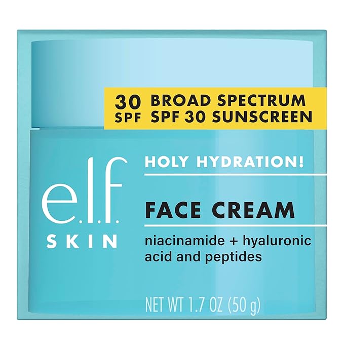 e.l.f. SKIN Holy Hydration! Face Cream - Broad Spectrum SPF 30 Sunscreen, Moisturizes & Softens Skin, Quick-Absorbing & Ultra-Hydrating, 1.7 Oz (50g)