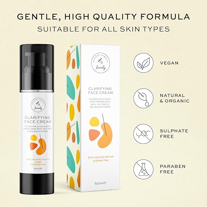 Skin Care for Teenage Boys and Girls - Teen Moisturizer for Face with Tea Tree - Organic Face Cream for Oily Skin - Daily Acne Treatment for Teenagers - Soothing Hyaluronic Acid Moisturizer