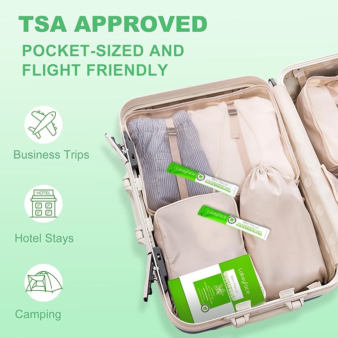 Mouthwash, 30 Packets Travel Mouth Wash for Adults, Travel Size Mouthwash Alcohol Free, Mini Mouthwash for Travel Essential, TSA Approved Mouthwash Bulk Pocket Size On The Go,Mint,11ml/0.37FL.OZ Each