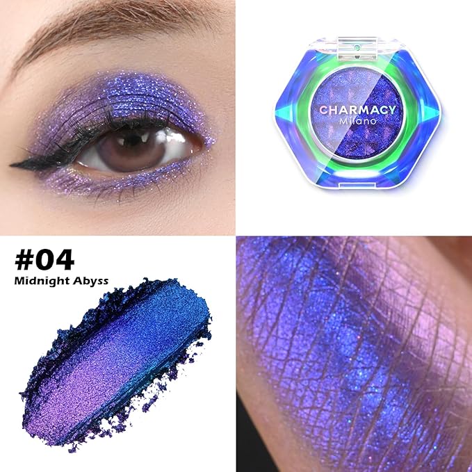 CHARMACY Multichrome Cream Eyeshadow, Intense Color Shifting Creamy Eye Shadows, Highly Pigmented, Metallic Shimmer Eyeshadow, Bright Highlighter Duochrome Eye Make Up, Multi-Reflective Finishes #04