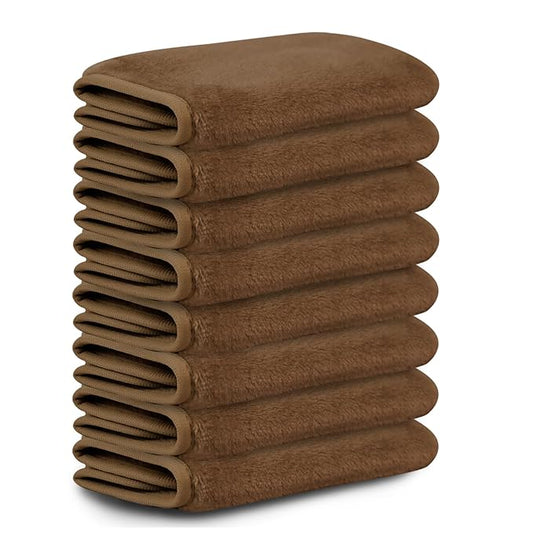 Nugilla Makeup Remover Cloths, 8 Packs Makeup Remover Towels Reusable Face Wash Cloth, Soft Makeup Remover Microfiber Face Cloth for Women(Brown)