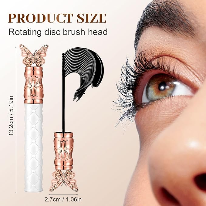 Mascara, 2026 New Waterproof Curling and Long-Lasting Mascara for Everyday Wear, Fine Brush Black Mascaras for Smudge-Proof, Sweat-proof, Non-smudged (2 PCS)