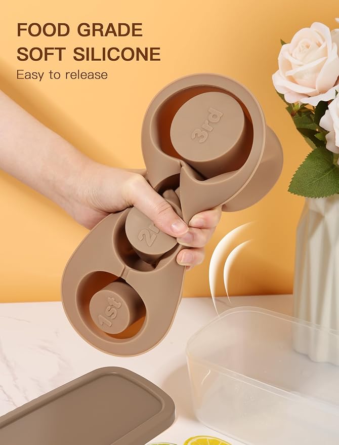 Ice Cube Tray for Tumbler Cup 30Oz-40Oz, 3 Pcs Silicone Cylinder Ice Mold with Lid and Bin for Freezer, Easy Fill and Release Ice Maker for Whiskey, Cocktail BPA-Free