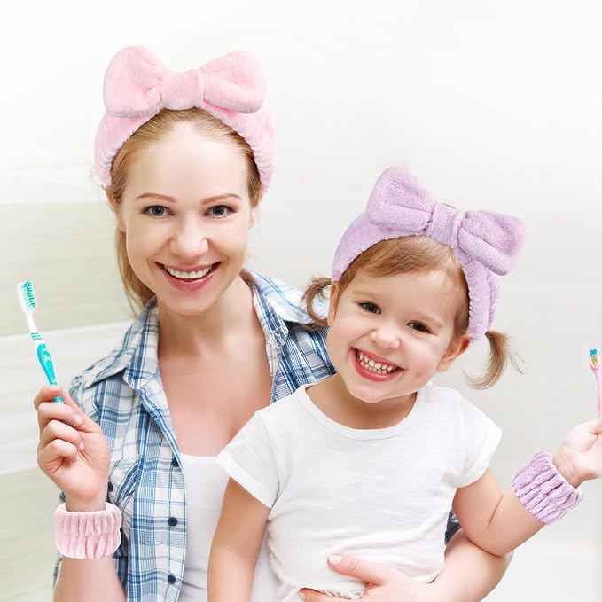 6Pack Headbands and Wristband Set for Washing Face, Spa Skincare Makeup Headband, wrist bands and hair band for face wash, for Women and Teen Girl skincare tools Gifts