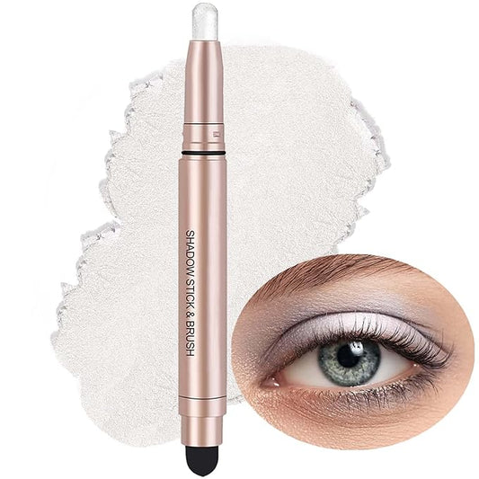 White Eyeshadow Stick Makeup, Highlighter Cream Eye Shadow Pencil, Waterproof Hypoallergenic Long Lasting Matte Crayon, Glitter Primer Palette Shimmer Eyeliner Pen