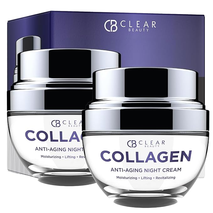 Clear Beauty Collagen Day/Night Moisturizer Set - Dermatologist Tested, Reduces Blemishes, Wrinkles & Fine Lines, Hydrating, Anti-Aging, Cruelty-Free Korean Skin Care, All Skin Types