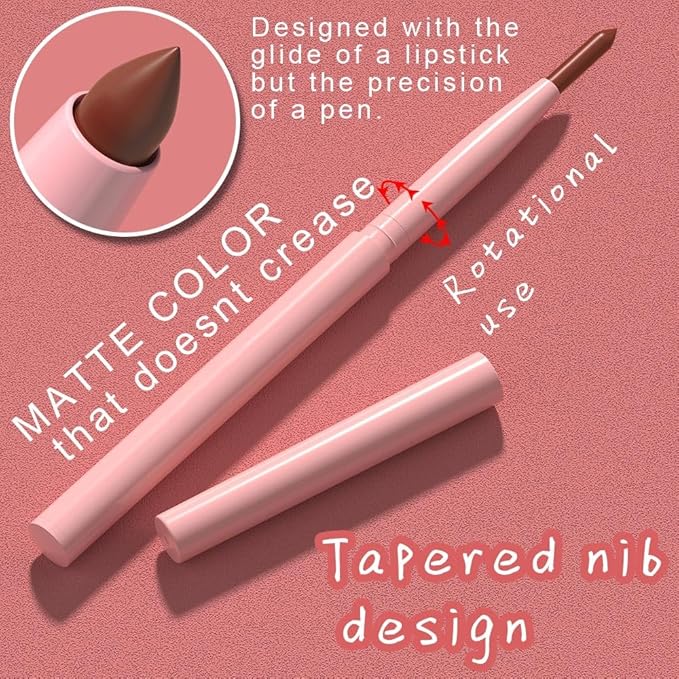 evpct Taupe Brown Matte Creamy Retractable Lip Liner Pencils for Shaping & Sculpting Lips, Lip Liner for Women Long Lasting Waterproof Rich Lip Colors Liner Crayon Lipstick delineador de labios 12