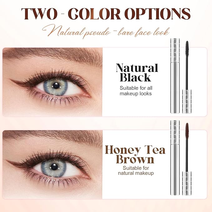 Mascara for Older Women 60 Plus, Mascara Volume and Length for Mature Women with Thinning Lashes, Non Clumping Waterproof Long Wear (Black+Brown)