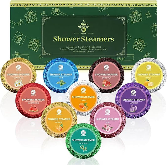 Shower Steamers Aromatherapy, Christmas Birthday Gifts for Women Men, 10 Different Shower Bombs with Fruity Floral Fragrances, Self Care Spa Gifts White Elephant Stocking Stuffers