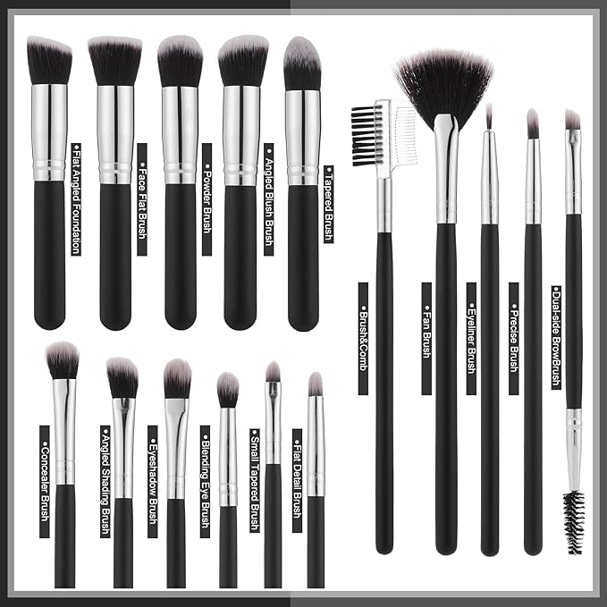 39Pcs Makeup Brush Set, Professional Makeup Brushes with Makeup Sponge, Makeup Storage Bag, Cleaning Tools, Powder Puff for Girl,Women