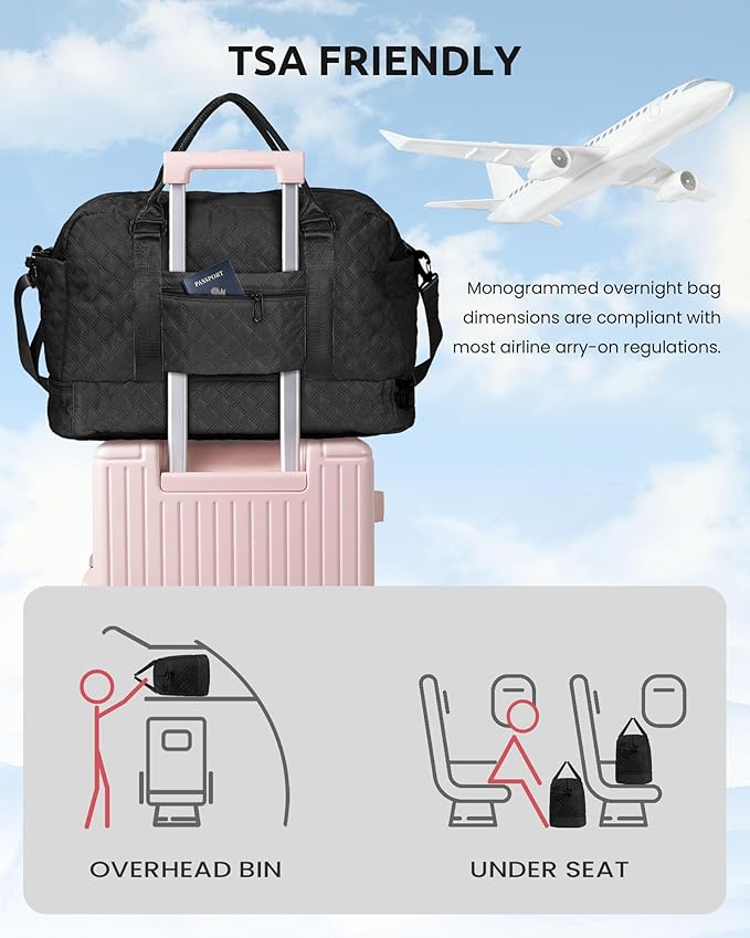 Women Gifts for Wife-Initial Duffle Bag with Shoe Compartment, Weekender Bag, Monogram Overnight Bag, Letter Travel Bag with Makeup Bag，Personalized Gift Idea for Women Her (Letter G)