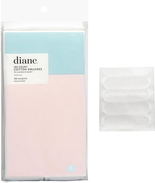 Diane 2.4" x 2" Cotton Squares, 100% Pure Cotton, Ideal for Makeup Removal, Nail Polish Touch-Ups, Skincare, and Everyday Household Use, 160 Count