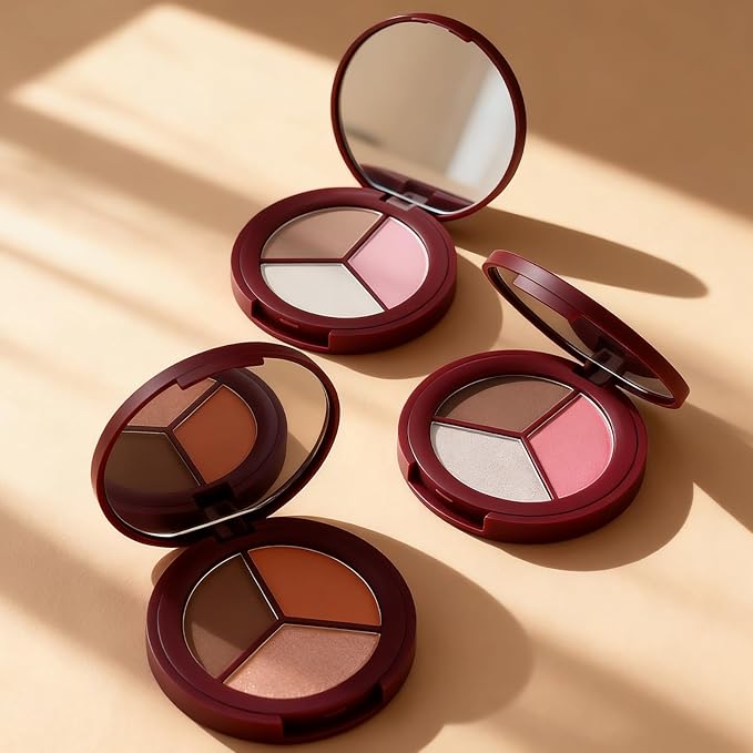 Color Nymph 3-Shade Contour Palette with Highlighter Bronzer Blush for Fair Skin - Highlighting & Contouring Makeup Palette to Sculpt + Glow, Vegan Cruelty-Free, Shimmer & Matte Travel Makeup Kit #01