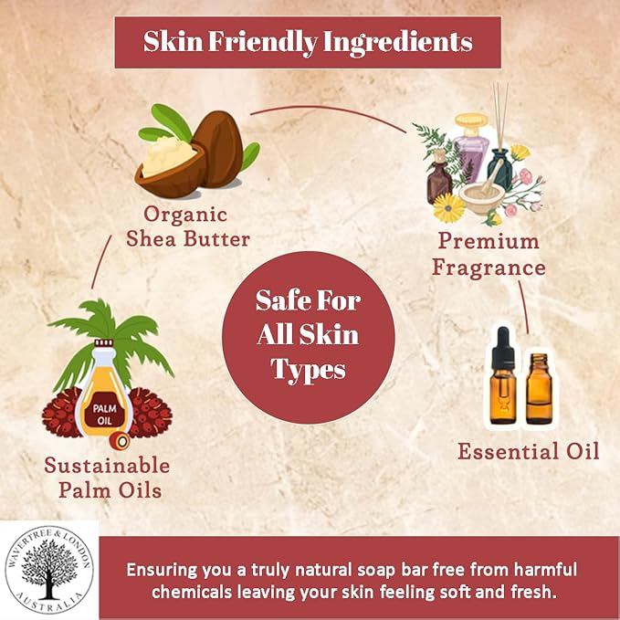 Wavertree & London Marakech Rose Scented Natural Soap Bars (2 Bars), 7oz Moisturizing French Triple Milled Soap enriched with shea butter - Plant Oil Bath & Body Soap Bars [100% Naturally derived]