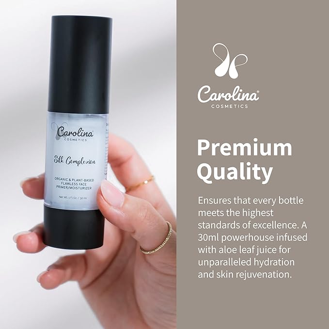 Silk Complexion Plant-Based Moisturizer & Primer 30ml - Aloe Infused Hydration for Flawless Makeup Application w/Aloe, Rose Hip Oil & Candelilla Wax - Vegan, Organic, Gluten-Free