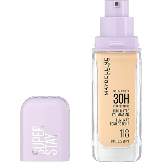 Maybelline Super Stay Lumi-Matte Foundation, Lightweight and Buildable Full Coverage Foundation Makeup For Up To 30HR Wear, 125, 1 Count