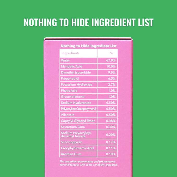 Good Molecules Mandelic Acid Serum - Gentle Face Exfoliator Serum with Ultra Hydrating Hyaluronic Acid - Exfoliating PHAs to Brighten Skin - Skin Care For Face