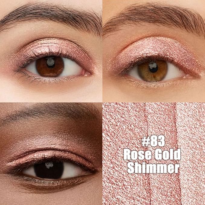 evpct Rose Gold Pearl Cream Eye Shadow Sticks Brightener Pencil for Women, Rose Gold Shimmer Silky Eyeshadow Applicator Stick Pen Waterproof, Blendable Crease-Proof Stick Eyeshadow Pearl Eye Makeup 83
