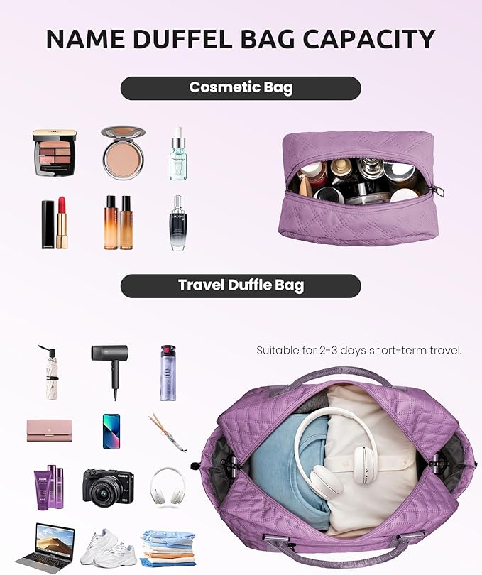 Gifts for Teen Girl-Initial Duffle Bag with Shoe Compartment, Personalized Weekender Bag, Monogram Overnight Bag, Travel Bag with Makeup Bag，Birthday Gift Birthday Gifts for Sister (Letter H)