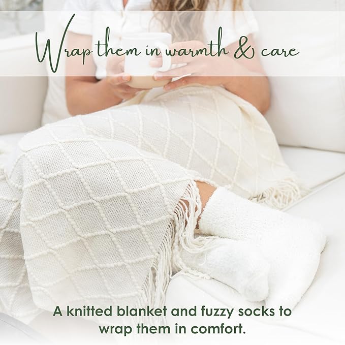 Sympathy Gift Baskets for Women – 8 Thoughtful & Cozy Items (Blanket and Candle Gift Set with Mug, Socks & More) – Sympathy Gifts for Loss of Loved One, Get Well, or Self Care Gifts for Women