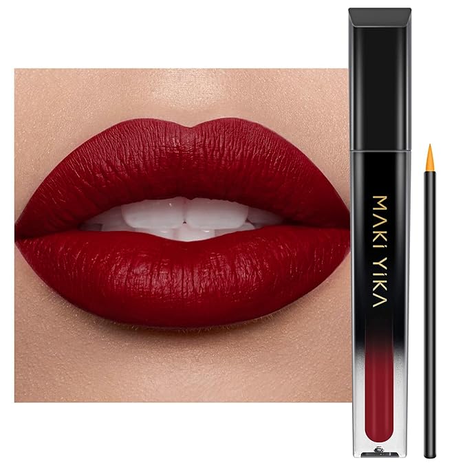 MAKI YIKA Dark Red Lipstick for Women Color Stay Long Lasting Lipsticks, No Smudge Matte Liquid Lipstick Transferproof Cruelty-Free Lip Color | PARTY GO