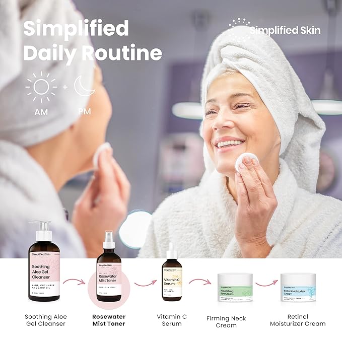 Rose Water Spray for Face & Hair (Refill) - Organic USDA Certified Rosewater Facial Toner - Alcohol-Free Makeup Setting Hydrating Face Mist - Anti-Aging Toner Spray - 8 Fl Oz