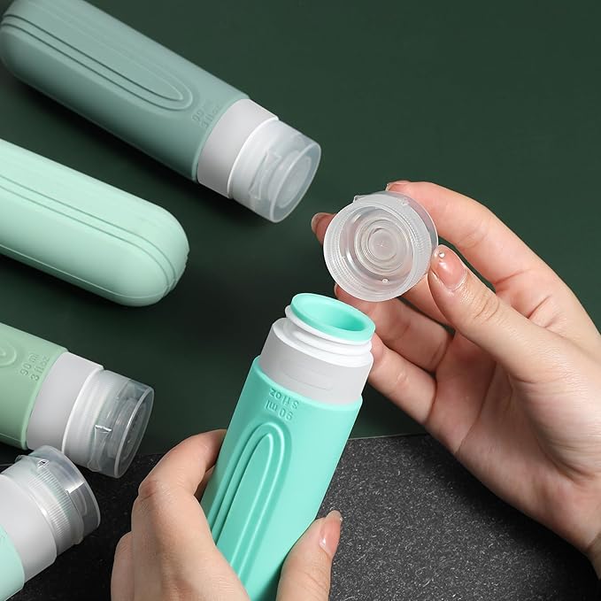 Travel Bottles for Toiletries, 5 Pack TSA Approved Travel Size Containers, 3oz Leak Proof Refillable Travel Accessories for Shampoo Conditioner, BPA Free Travel Bottles with Toiletry Bag